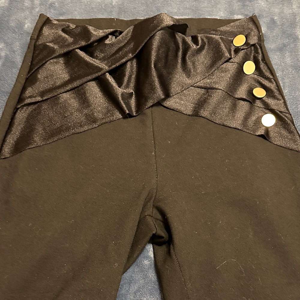 Elegant Kids Black Leggings with Gold Buttons